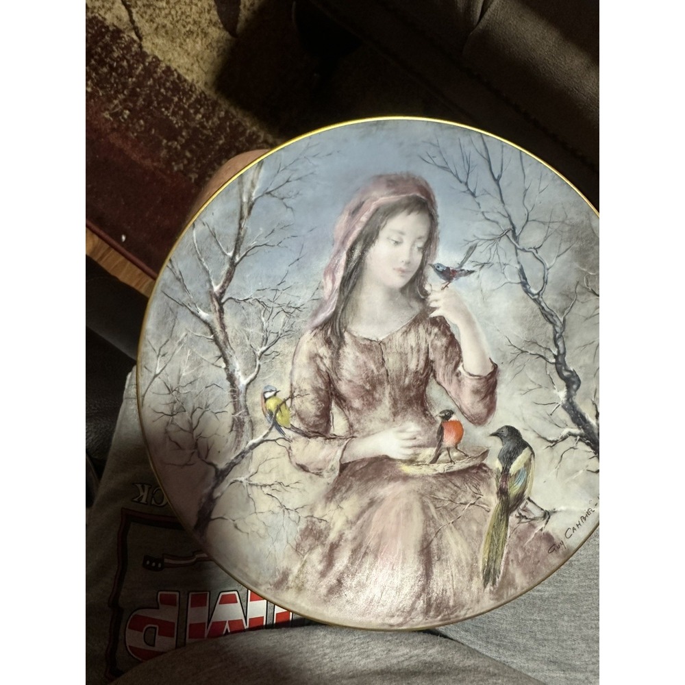 Vintage 1978 10" Handpainted Limoges France D'Arceau Jeune Fille Cahbier Plate